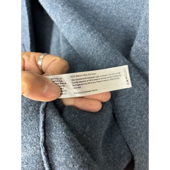 Beautiful Eileen Fisher Merino Wool Straight Long Cardigan Midnight Blue size L - Picture 4 of 7